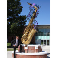 Art déco riproduzioni métal artisanat bronze saxophone sculpture pour jardin